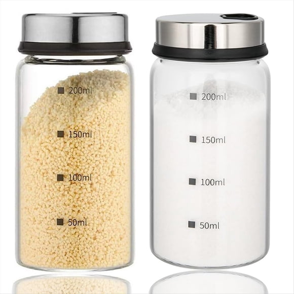 Paquete de 2 Saleros y Pimenteros de 200 Ml con Orificios Ajustables, de Acero Inoxidable, para Cocina.