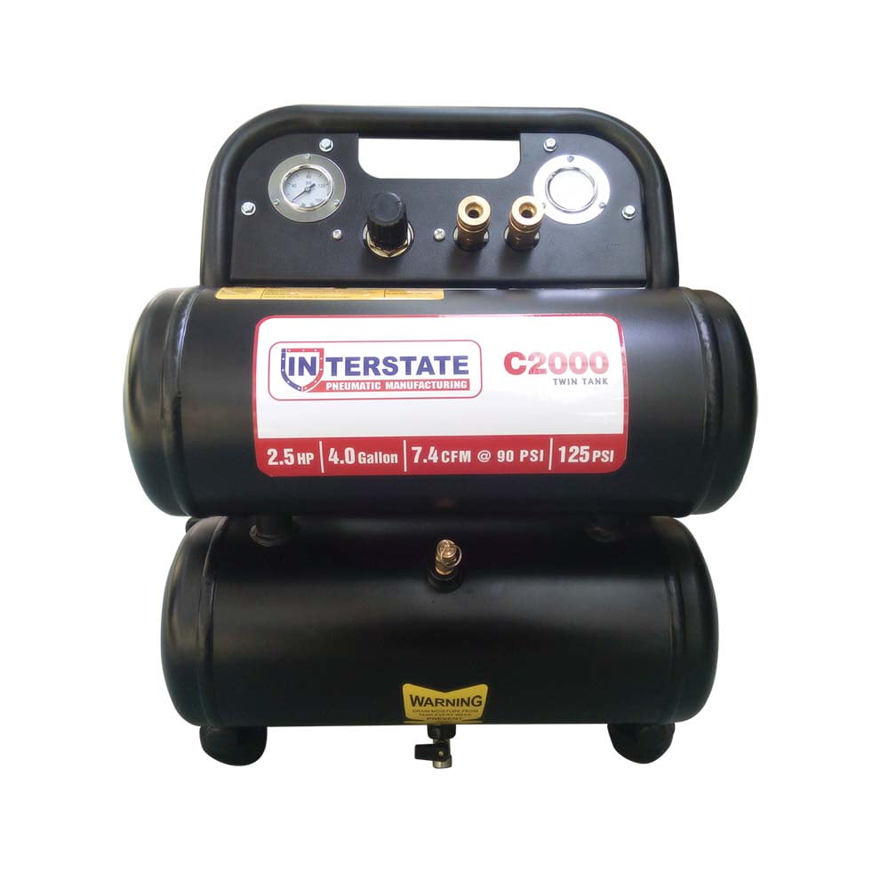  Interstate  Pneumatics  C2000 2 5 HP 4 Gallon Twin Tank Air  