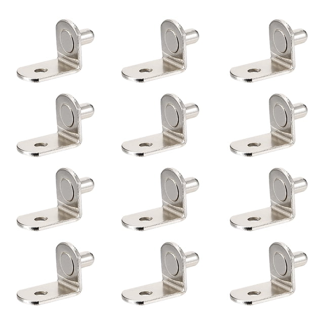Uxcell 0.2'' Soporte de estante en forma de L, soporte de estante con agujero, tono plateado, paquete de 50