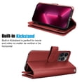 thumbnail image 3 of Wallet Case for iPhone 16 Pro Max Wallet Case 6.9" 5G (2024), [9 Card Slots] Luxury PU Leather Credit Holder Carrying Folio Flip [Detachable] Kickstand Magnetic Phone Cover & Lanyard [Wine Red], 3 of 5