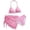 Pink, variant on Girl's 3 Piece Bikini Bathing Suit Printed Sport Swimsuits with Shorts Cove Up Sets Teen Girl's Swimwear(2-13 Years)