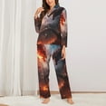 thumbnail image 2 of Yiaed Fire Sky Dragon Print Pajamas Women's Long Sleeve Sleepwear Soft Button Down Loungewear Pjs Lounge Set Nightwear Womens Pajama Pants-Small, 2 of 7