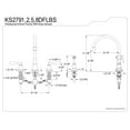 thumbnail image 3 of Kingston Brass KS2791DFLBS Widespread Kitchen Faucet, Polished Chrome, 3 of 3