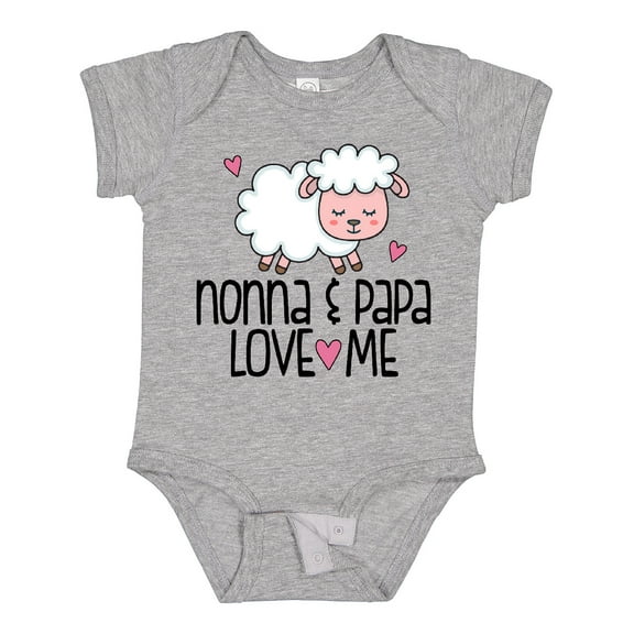 Inktastic Nonna and Papa Grandchild Lamb Boys or Girls Baby Bodysuit