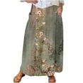 thumbnail image 2 of Wancir Women's Casual Cotton Skirt Elastic Waist Scrub Peasant A-Line Midi Skirts with Pockets, 2 of 5