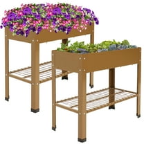 Sunnydaze 35.75" x 16" x 31.75" Brown Galvanized Steel Raised Garden Bed, Set of 2