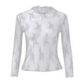 thumbnail image 5 of SHITINN Mesh Long Sleeve Layering Top for Women Neck Floral Embroidery Sheer See Through Tee Shir Short Sleeve Womens Tops Womens Blouses Casual Summer Top, 5 of 6
