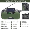 thumbnail image 3 of Radio de emergencia verde, manivela Solar de 5000mah, Radio portátil Am/fm/noaa Sos con linterna y lámpara de lectura, cargador de teléfono móvil, 3 of 5