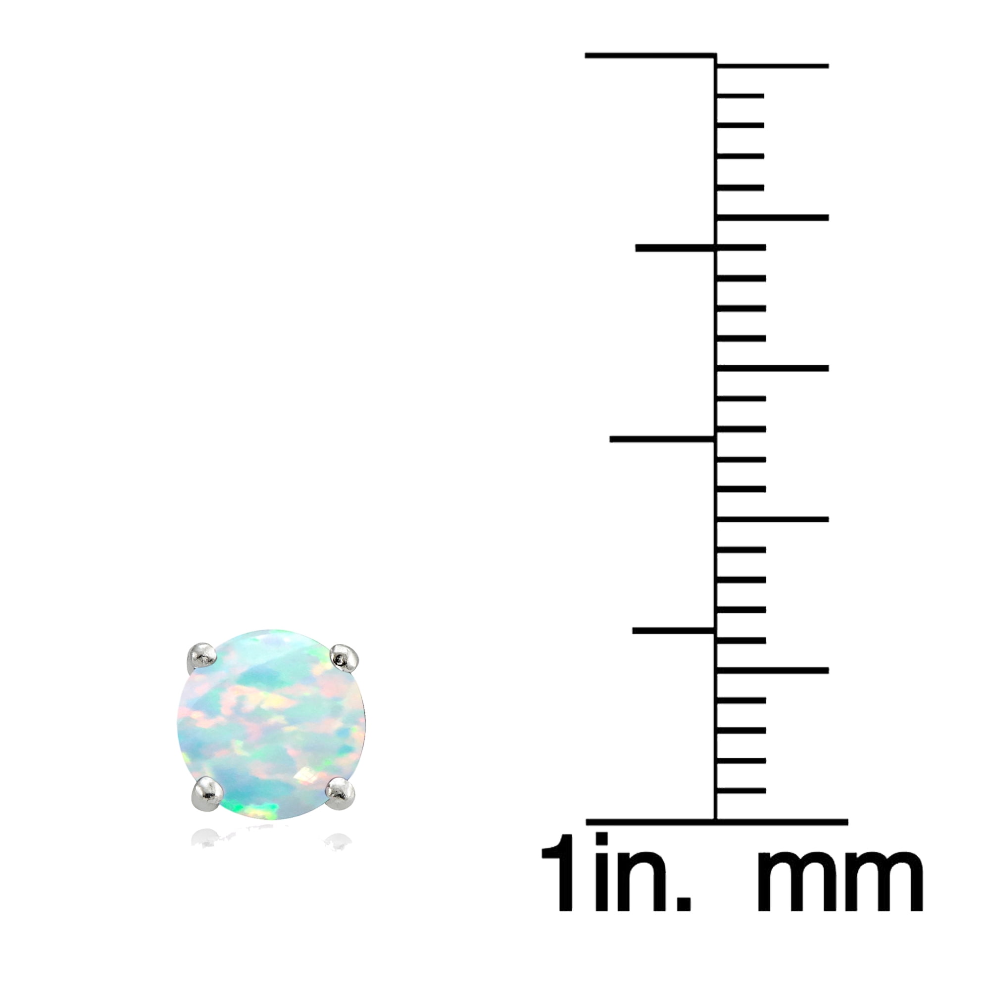 Simulated White Opal and White Topaz Sterling Silver Crown Stud Earrings