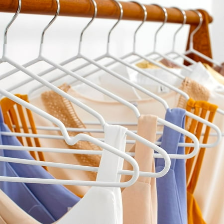 Metal Hangers 16.5  Coat Hangers - Extra Thick Wire Hangers with Non Slip White Rubber Coating Heavy Duty Pant Skirt Suit Hangers for Coat (20 Pack)