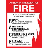 Action In The Event Of Fire Sign - Fire Safety Sign, 8 X 12 Inch Metal Tin Sign