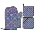 thumbnail image 1 of YFYANG Oven Mitts and Pot Holders Sets 4 Pieces, Non-Slip Heat Resistant Purple Polka Dots Watercolor Kitchen Glove Pot Mat for Cooking and Baking, 1 of 8