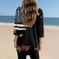 thumbnail image 6 of Womens Tops V-neck 3/4 Sleeve Blouses Casual Mid-length Shirts Fashion Print Tunic Tops With Pockets Black L, 6 of 6