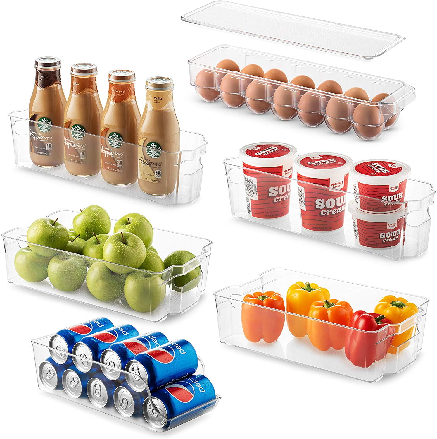 Set Of 6 Refrigerator Storage Organizer Bins – Clear Plastic Snack