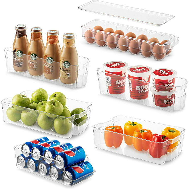 6 Pack Refrigerator Organizer Bins - Fridge Organizers and Storage Clear