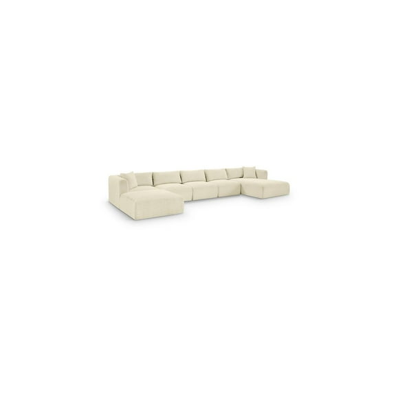 Meridian Furniture 6-Piece Cream Corduroy Performance Fabric Modular Sectional