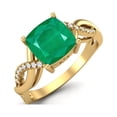 thumbnail image 2 of 925 Sterling Silver Gold Vermeil 1.94 Cts Cushion Shape Emerald Solitaire Twisted Shank Women Valentines Day Gifts Ring, 2 of 3