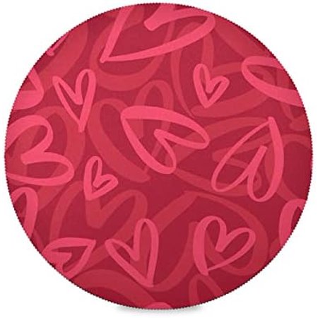 

Hidove Valentine s Day Love Heart Round Placemasts Set of 6 Non-Slip Heat Resistant Place Mats Washable Kitchen Dining Table Mats 15.4 Inch