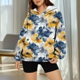 thumbnail image 5 of HomeDM Hoodies Sweatshirts for Women Floral Print Pullover Tops Long Sleeve Drawstring Hooded Shirts with Pocket - Yellow/3XL, 5 of 7