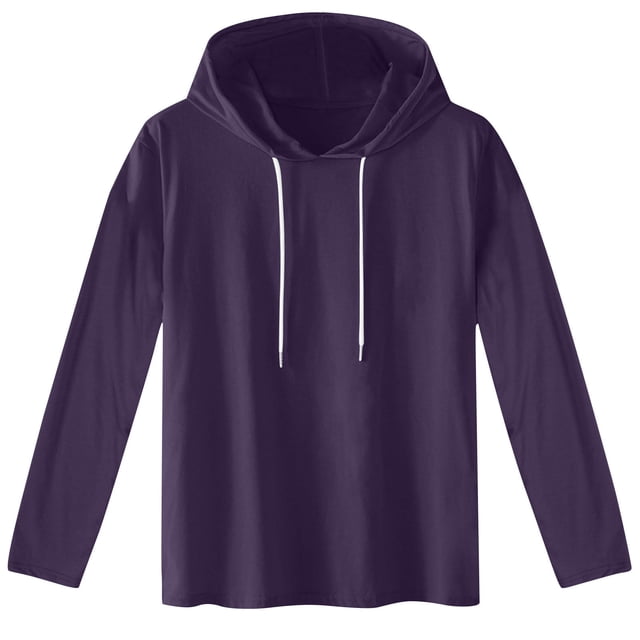 Penkiiy Chandail à Capuchon pour Homme, Manches Longues, Décontracté, Mode, Chandails, Cordon de Serrage, Chandail à Capuche de Gym, L Violet