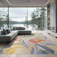 thumbnail image 2 of ODIKA 8'x10' Soft Pastel Florals Blooms in Butter Hues Washable Area Rug Elegant Floral Design with Artistic Flair Durable, Non-Slip for Living Room, Under Sectional, Family, 2 of 7
