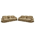 thumbnail image 5 of Newest Classic Sleeper Sofa Couch, Flared Arms, Removable Ruffles Pleats Skirts, Spindle Legs,Comfy Modular Sectional Chenille Deep Seat Sofa Couch, 3 Movable Ottomans,Light Coffee, 5 of 19