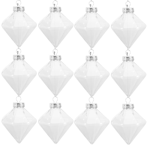 Bola de plástico transparente rellenable para manualidades, adorno con forma de bola colgante de Navidad, transparente, 12 Uds.