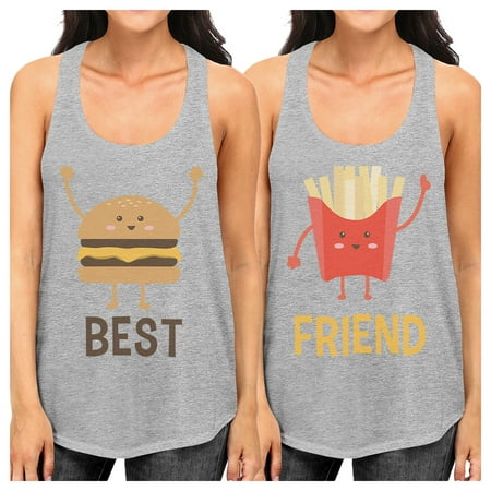 Hamburger And Fries Best Friend Gift Shirts Womens Grey Tank