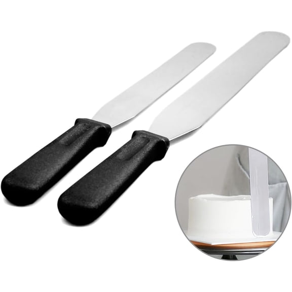 Offset Spatula,Black Stainless Steel Offset Spatula (2Pack,Straight)