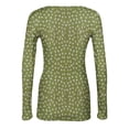 thumbnail image 6 of CIENVNSTG Tops for Women Long Sleeve Crewneck Ribbed Knit Going Out Tops Trendy Slim Fit Outfits Retro Floral Stretch Basic Tees Green XXL, 6 of 7