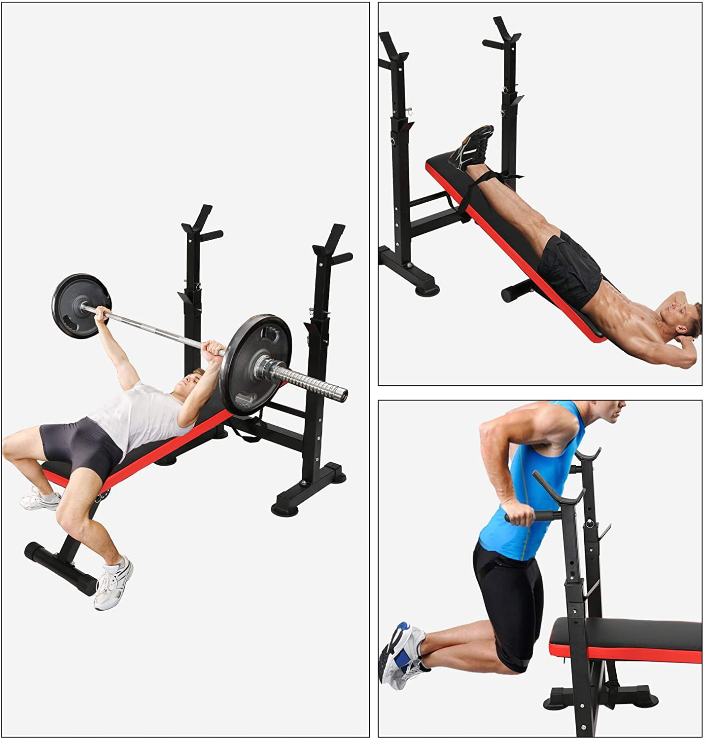 Adjustable Weight Workout Bench Full Body Exercise Olympic w/ Squat Rack Stand ⭐ 