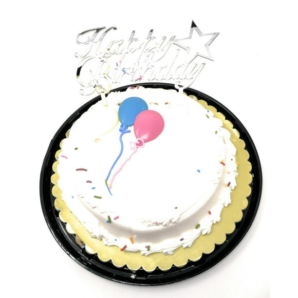Happy Birthday Cake Topper Walmart Happy Birthday Cake Topper Acrylic First Birthday Party Decoration,  Favorite Topper For Cake Decorations Top007 (Silver) - Walmart.com