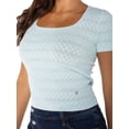 thumbnail image 3 of Celebrity Pink Women's and Women's Plus Short Sleeve Pointelle Top, Sizes XS-XXXL, 3 of 5