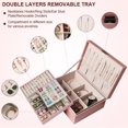 thumbnail image 2 of Joyero para mujeres y niñas, contenedor organizador de joyas de 2 capas con cerradura rosa Jormftte WMSS-237-2, 2 of 6
