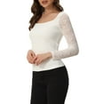 thumbnail image 4 of INSPIRE CHIC Lace Blouse for Women's Sweetheart Neck Long Sleeves Elegant Tops, 4 of 5