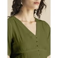 thumbnail image 4 of Moomaya Womens Front Slit Dress, V Neck Short Sleeves Summer Midi Dress, 4 of 7