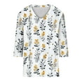 thumbnail image 4 of CYMMPU Spring Tunic Tops Boho Blouses for Women Dressy Casual Summer Fashion Shirts 3/4 Sleeve Loose Fit Floral Pattern V Neck Business Elegant Work Topss Multicolor L, 4 of 5