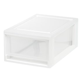 Iris Shallow Plastic Box Chest Drawer Unit White 1 Drawer
