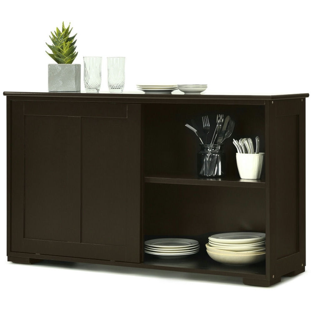 Finihen Kitchen Storage Cabinet, Buffet Sideboard, Kitchen Storage Cabinet with Wood Sliding Door, for Dining Room, Kitchen, Living Room, Brown Finihen Kitchen Storage Cabinet, Buffet Sideboard, Kitchen Storage Cabinet with Wood Sliding Door, for Dining Room, Kitchen, Living Room, Brown