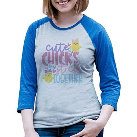 7 ate 9 Apparel Women s Happy Easter Shirts – Cute Chicks Blue Shirt Large