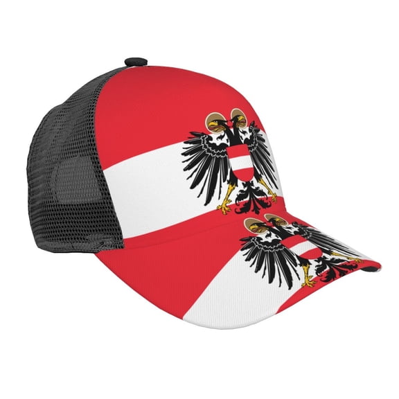 Curved Trucker Hat Austrian Flag Adjustable Mesh Back Baseball Snapback Cap For Men