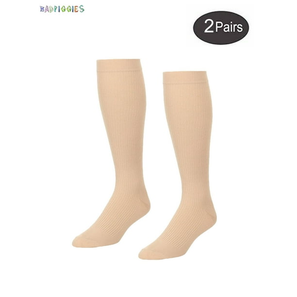 BadPiggies 2 Pairs Solid Knee High Compression Socks Graduated 10