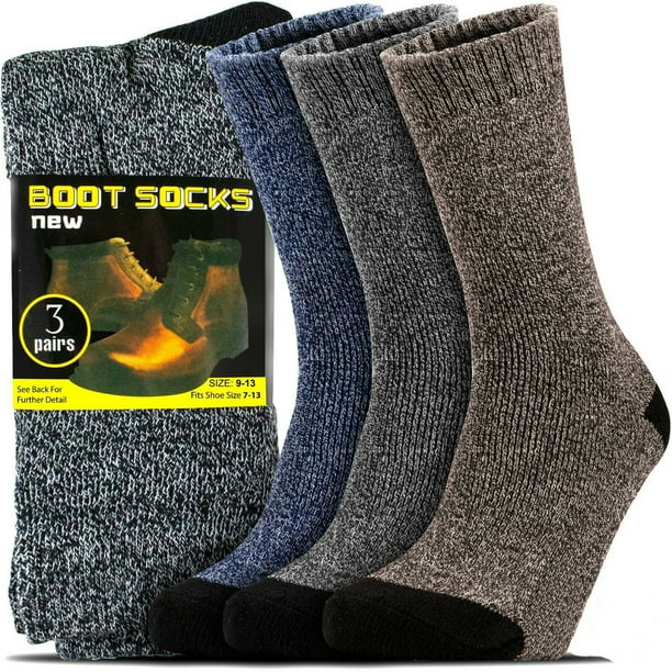 3 Pairs Men's Winter Thermal Boot Thick Insulated Heated Socks For Cold
