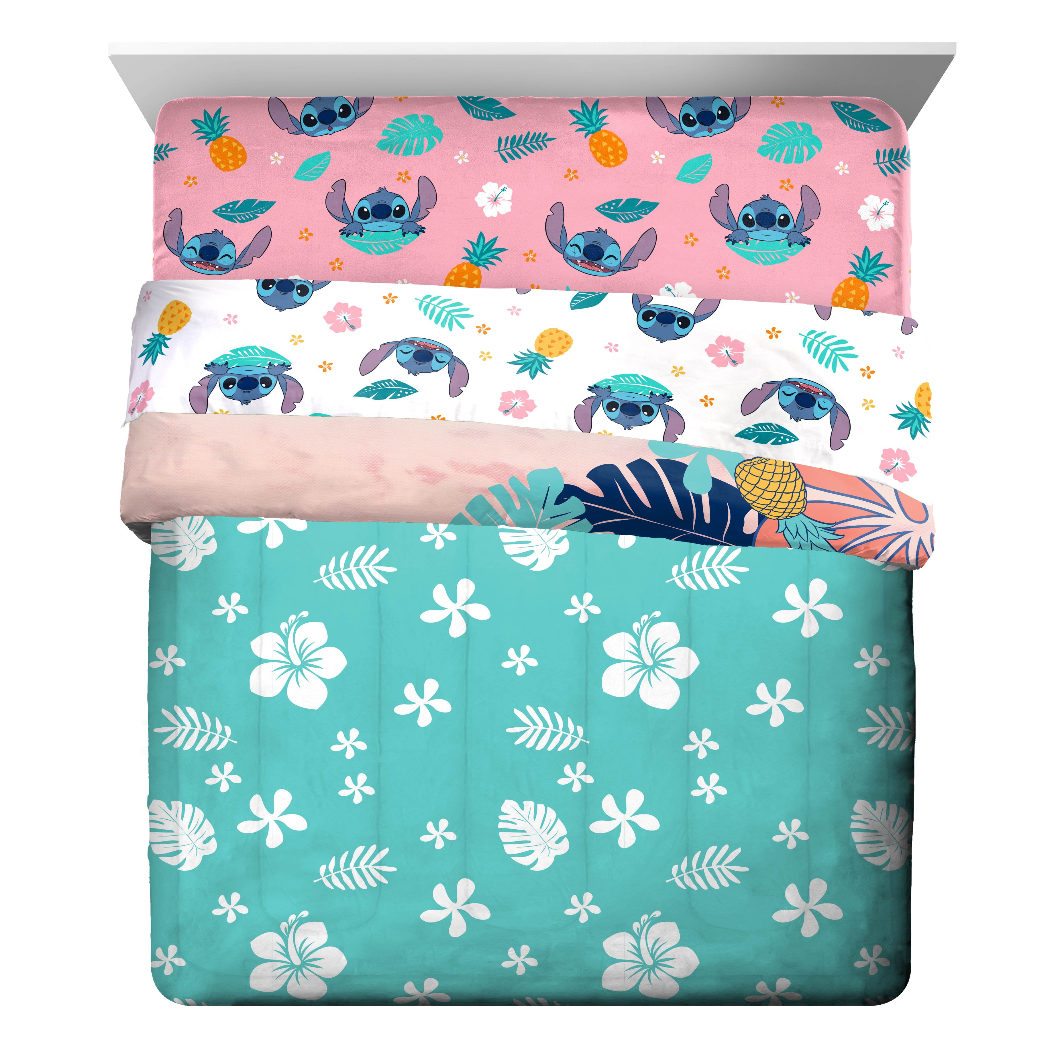 Disney Lilo & Stitch Tie-Dye 7 Piece Full Bed Set w/ Sham, 100% Microfiber