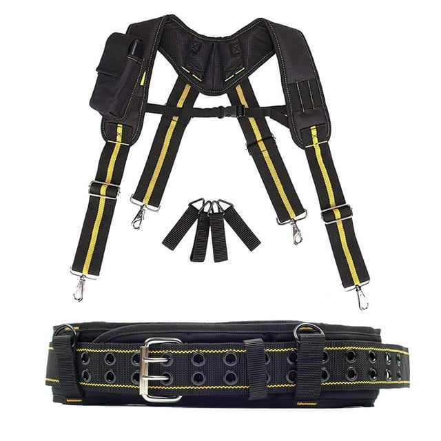 Heavy Work Tool Belt Suspenders Nail Pocket Set Adjustable Lumbar Support Multi Function Tooling Braces for Carpenter Electricia ,Adjustable