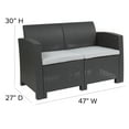 thumbnail image 4 of Flash Furniture Seneca Dark Gray Faux Rattan Loveseat with All-Weather Seneca Light Gray Cushions, 4 of 11