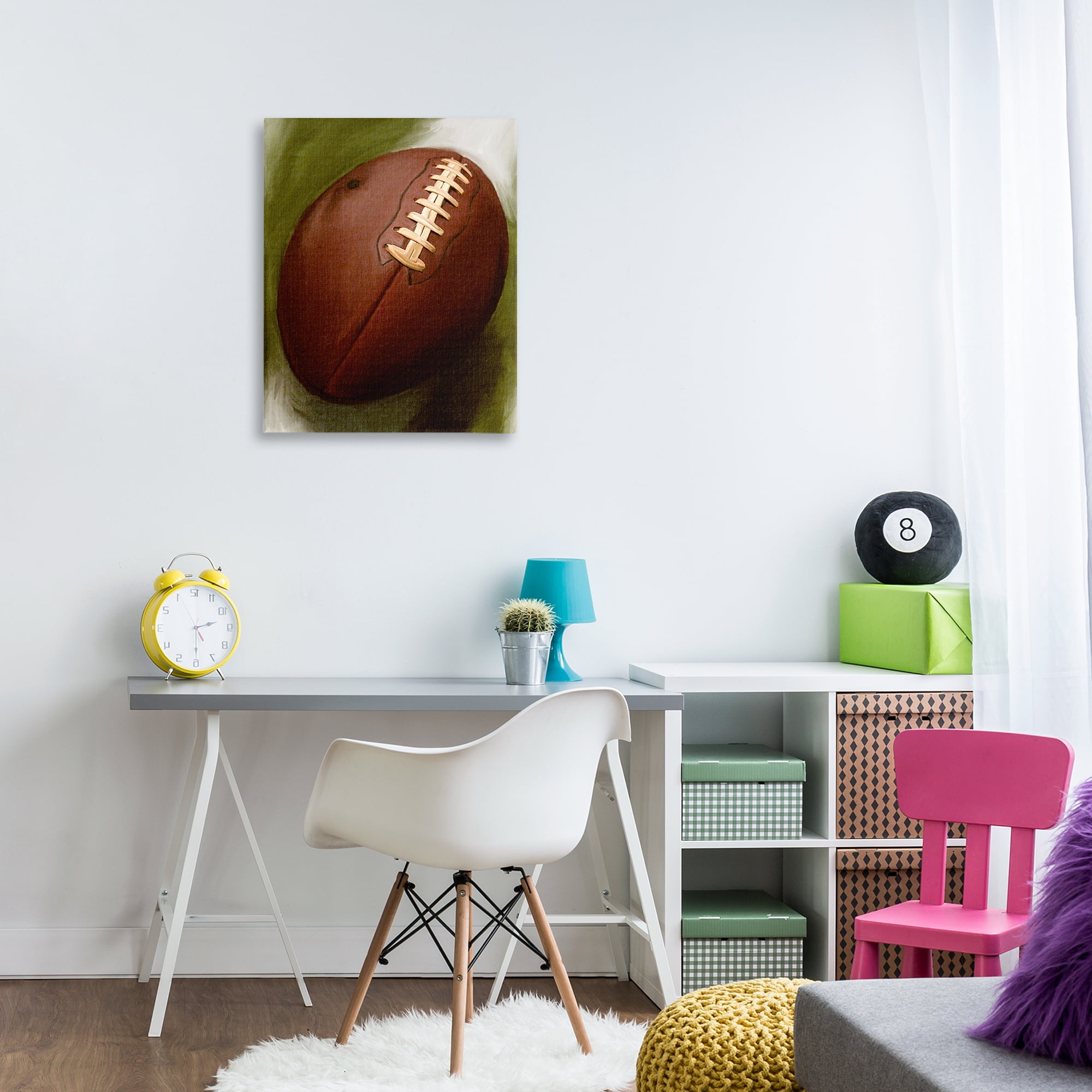 Stupell Industries Traditional Football Painting Sports Painting Wrapped Canvas Art Print Wall Art, 24 x 30