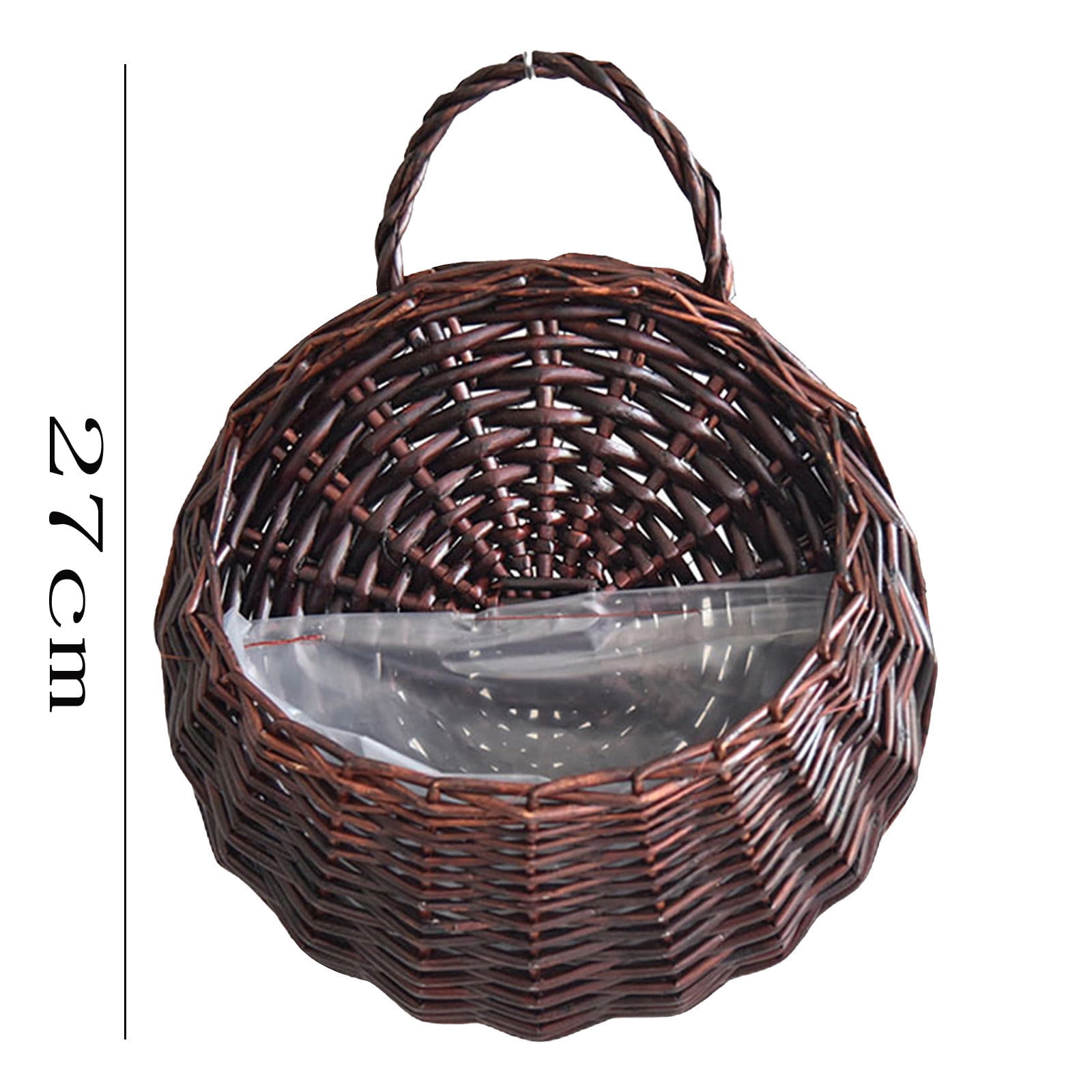 Hanging Planter Basket,Handmade Woven Wall Hanging Flower Pot Wicker Weaving Flower Pot Rattan Vase Half Round Rattan Railing Planter for Indoor Outdoor Home Garden Decor Pot Plants Flowers