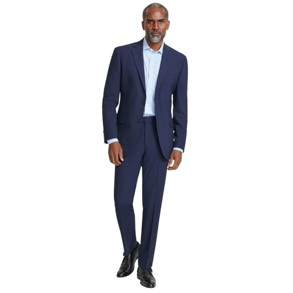 Dkny Mens Modern fit 2 Piece Suit 40 R / 33 Waist Navy Blue Solid Stretch