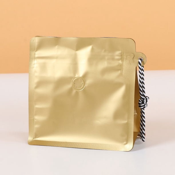 Bolsa de café con cordón de sellado de ocho lados, bolsa de té para regalo de vacaciones, bolsa de embalaje de té, bolsa sellada con papel de aluminio con válvula unidireccional